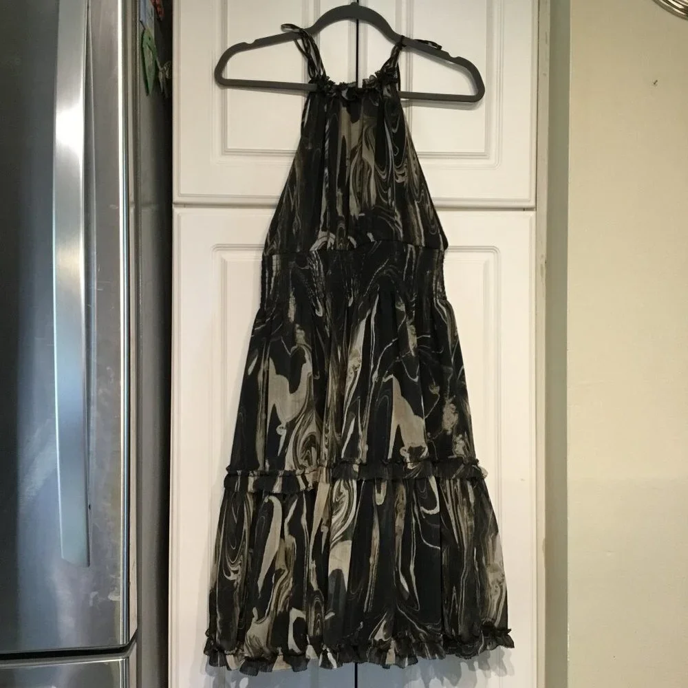 Banana Republic Ruffle Cutaway Mini Dress Smocked Waist - Picture 2 of 5